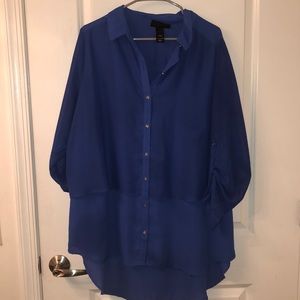 Blue button down blouse